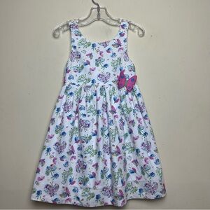 Florence Eiseman 3T Dress Sundress Floral Flower White Butterfly Appliqué Bow